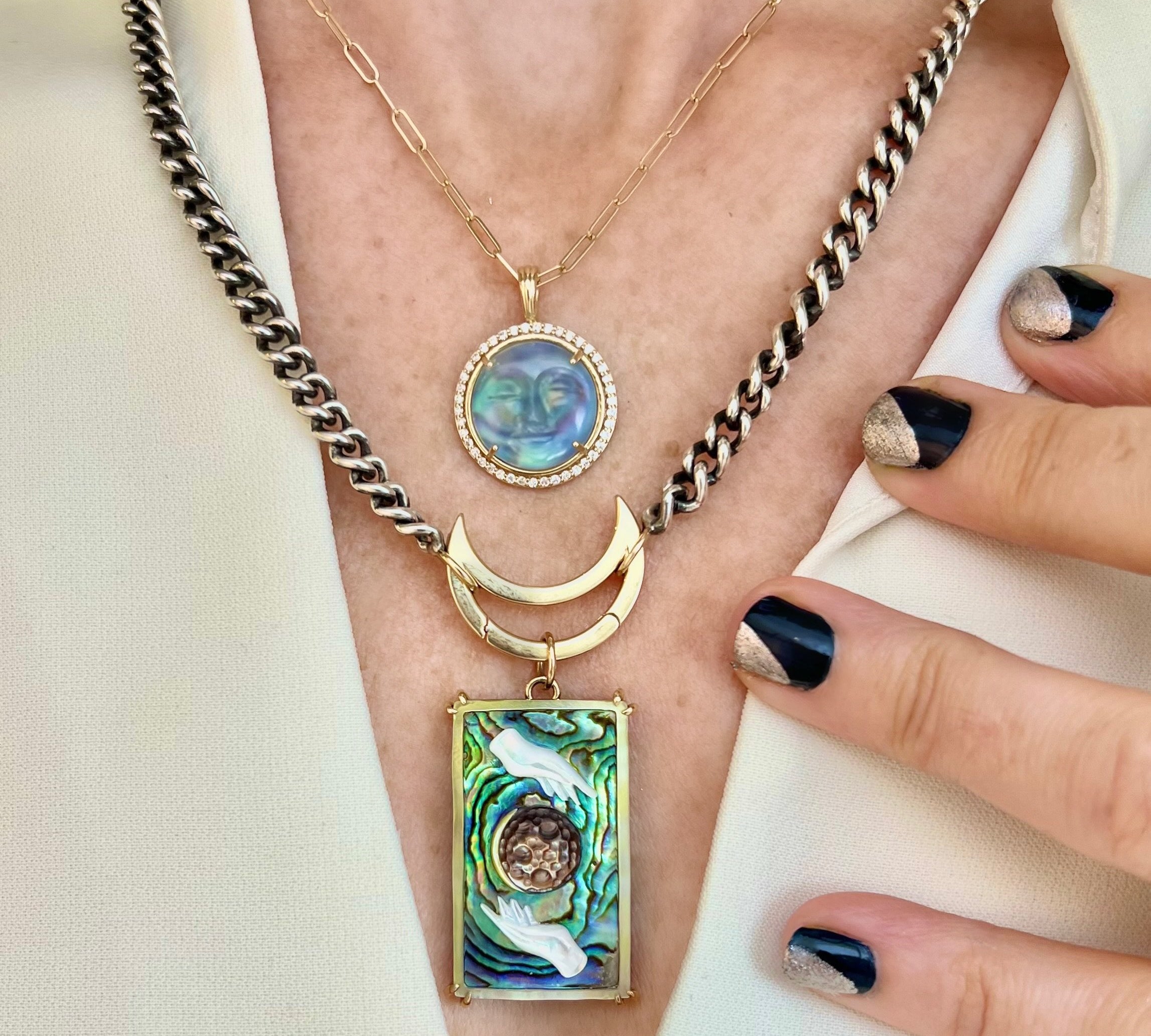 Crescent Moon Charm Holder Charm Maura Green