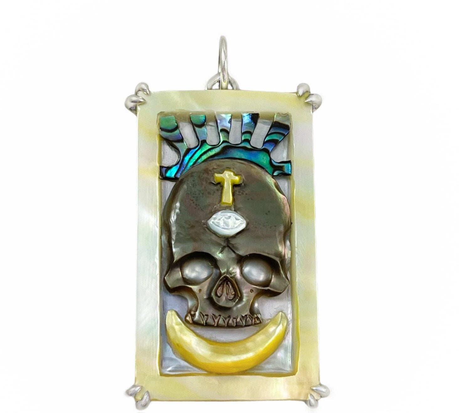 Mother of Pearl Death and Rebirth Tarot Card Charm Charm Maura Green Sterling Silver  