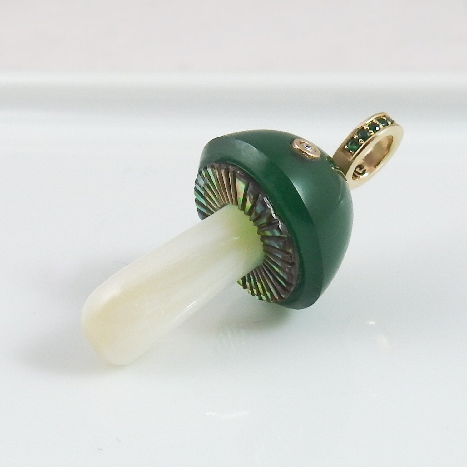 Magic Mushroom Charm with Pave Bail Charm Maura Green   