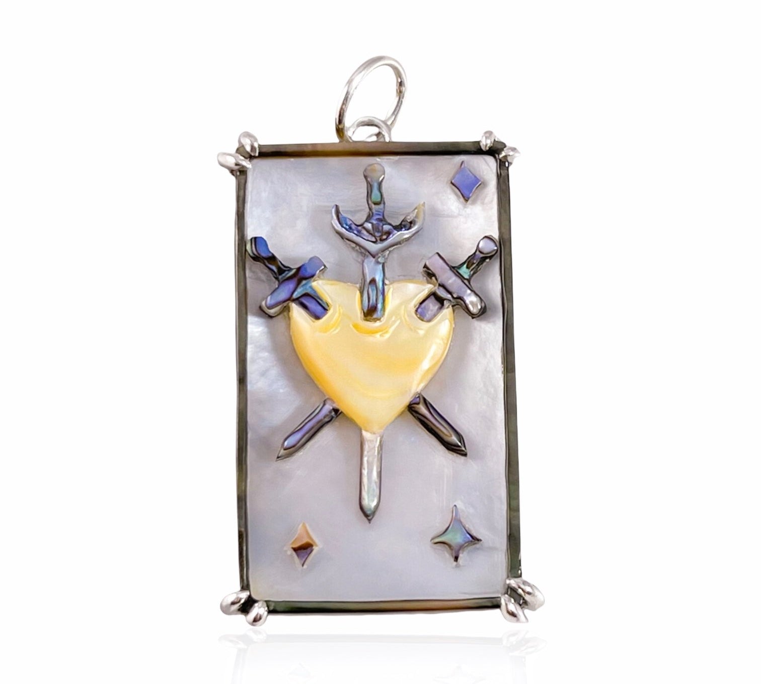 Three of Swords Tarot Charm Charm Maura Green Sterling Silver  