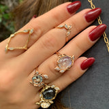 Oval Moonstone & Diamond Ring Ring Jaine K Designs