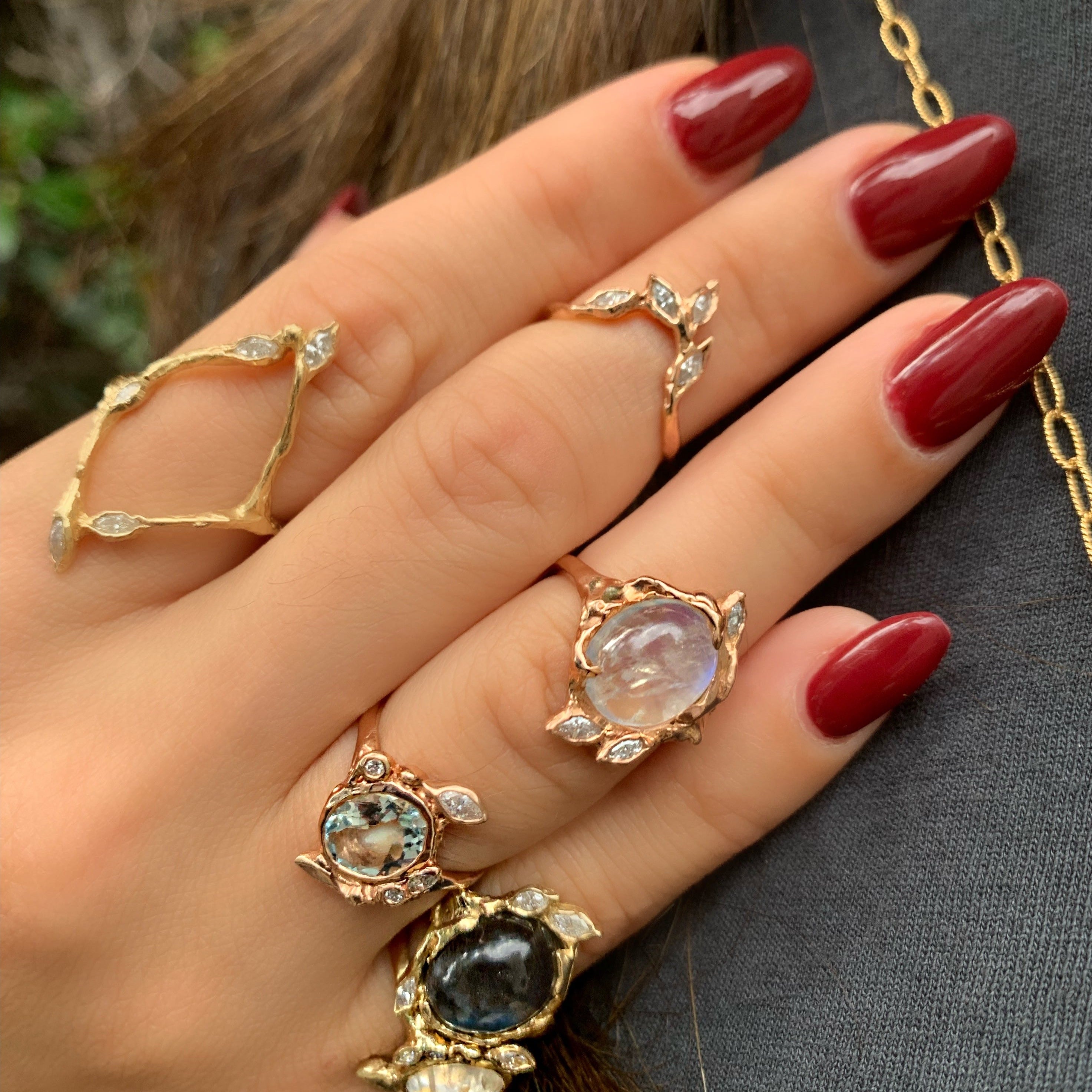 Five Stone Marquise Shaped Ring Ring Jaine K Designs