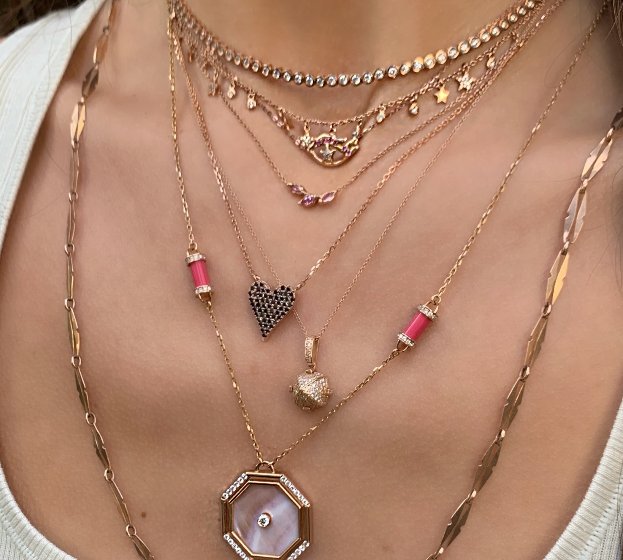 Mother of Pearl Hexagon Amulet Necklace Pendant Necklace Latelier Nawbar