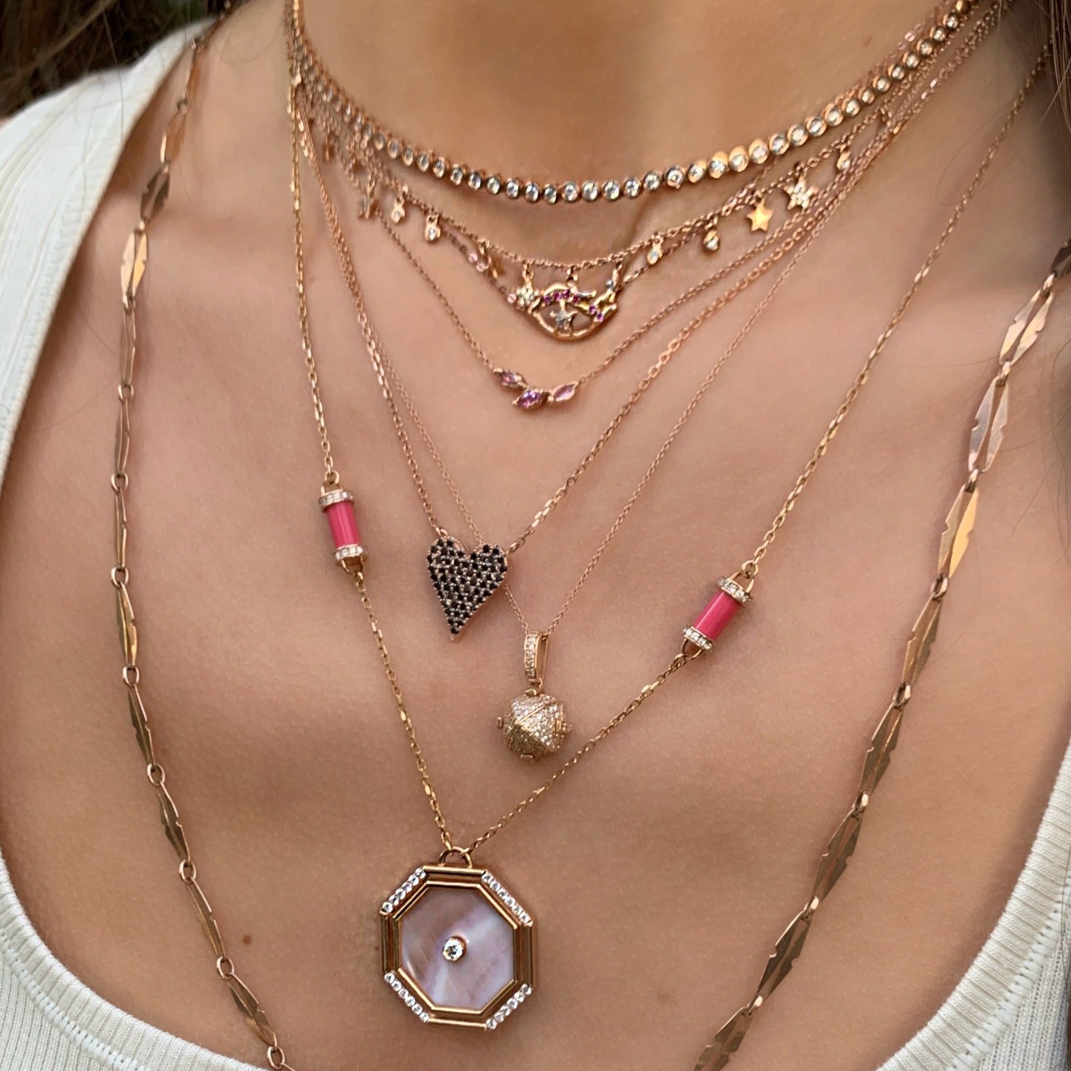 Mother of Pearl Hexagon Amulet Necklace Pendant Necklace Latelier Nawbar