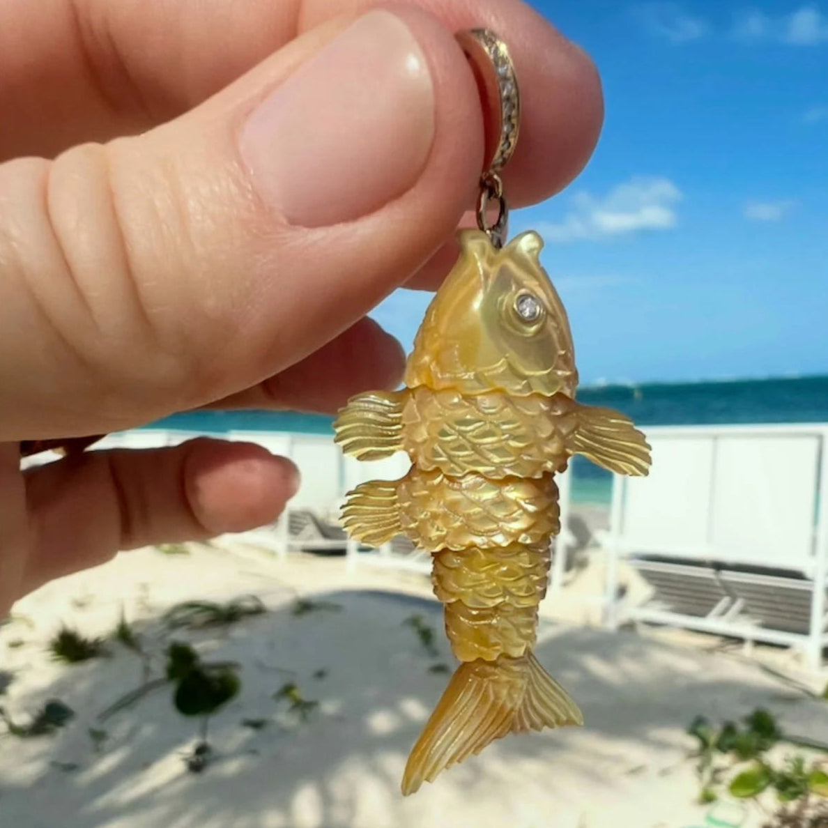 Articulated Fish Pendant Pendant Maura Green