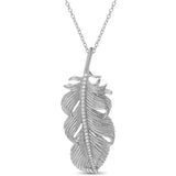 Large Feather Necklace with Diamonds Pendant Necklace Elisabeth Bell Jewelry White Gold