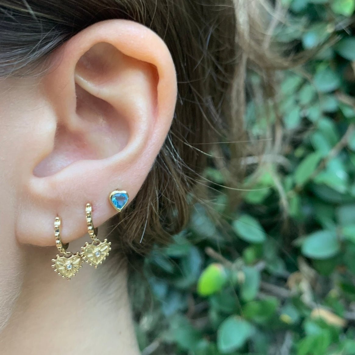 Carved Heart Huggie Hoop Huggie Earrings Roseark Deux   