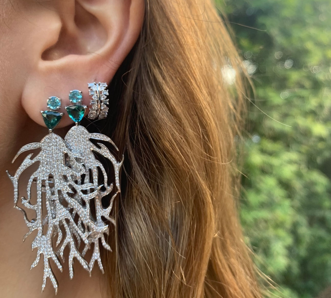 Tourmaline and Apatite Coral Earrings Statement Earrings Karma El-Khalil