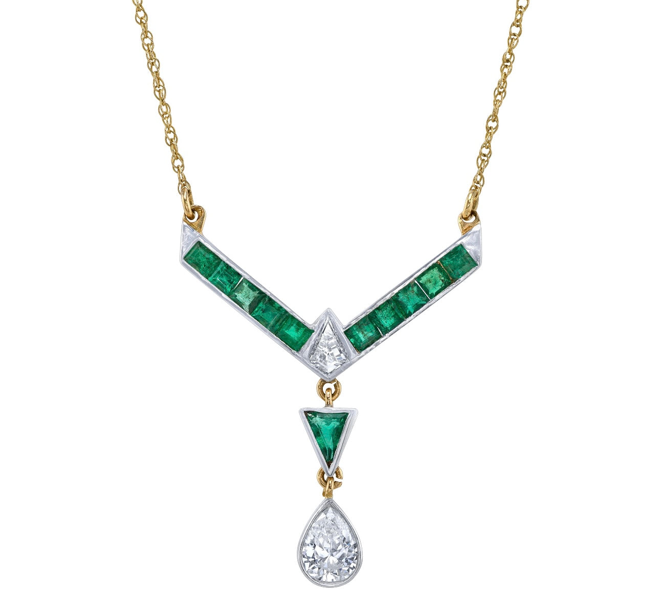Elizabeth Emerald Diamond Necklace Statement Necklace Roseark Vintage