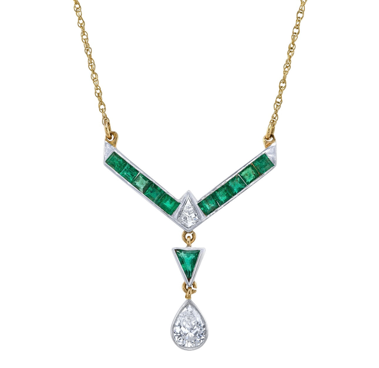 Elizabeth Emerald Diamond Necklace Statement Necklace Roseark Vintage