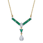 Elizabeth Emerald Diamond Necklace Statement Necklace Roseark Vintage