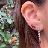 Diamond Dangle Earrings with Ruby Drop, Single Drop Earrings Roseark Deux