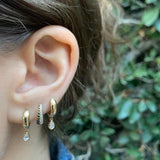 Black and White Diamond Huggie Huggie Earrings Roseark Deux   