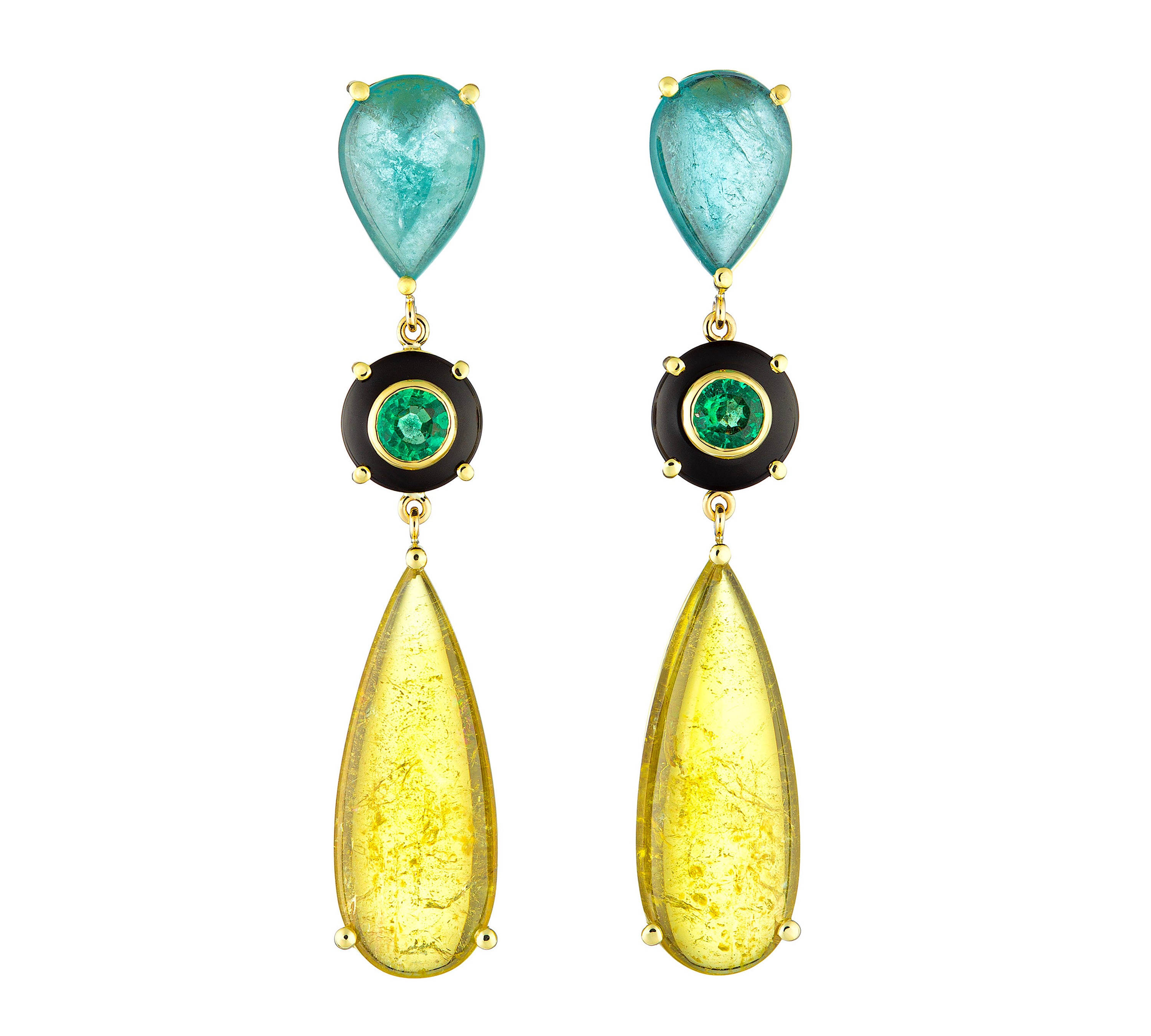 Tourmaline Onyx Drop Earrings Statement Earrings Guita M