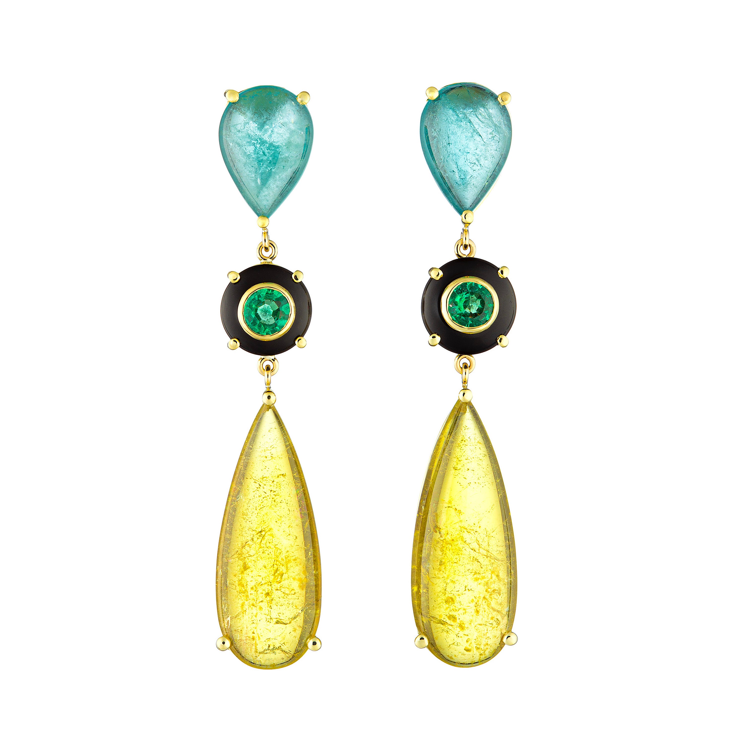 Tourmaline Onyx Drop Earrings Statement Earrings Guita M