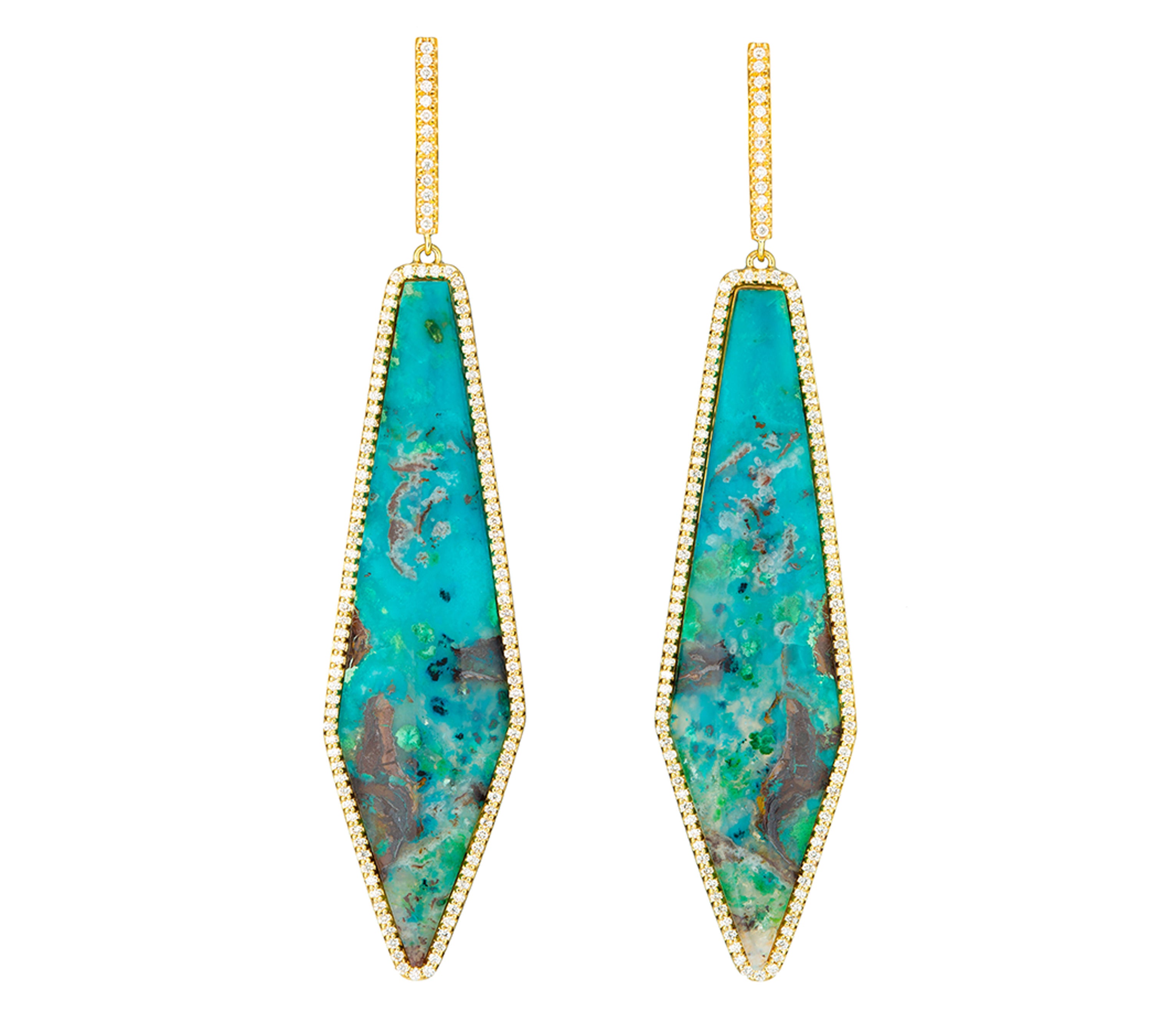 Symmetric Gem Silica Earrings with Diamonds Statement Earrings Guita M