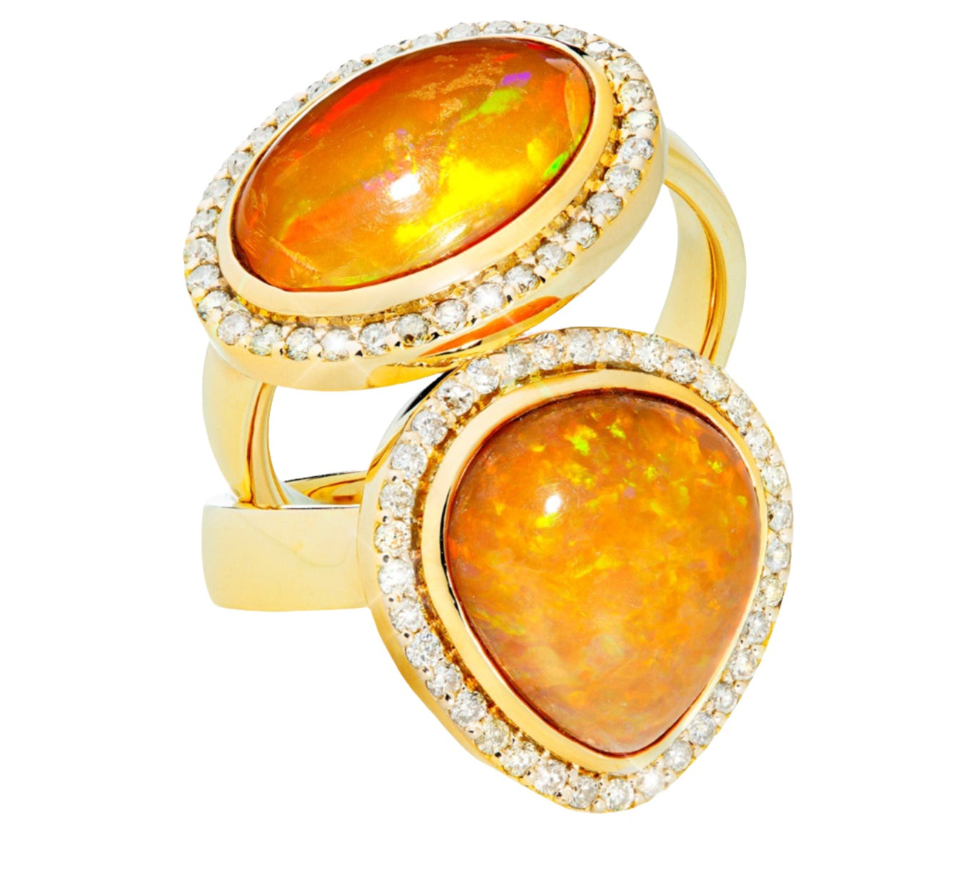 Oval Opal Ring with Diamonds Ring Guita M