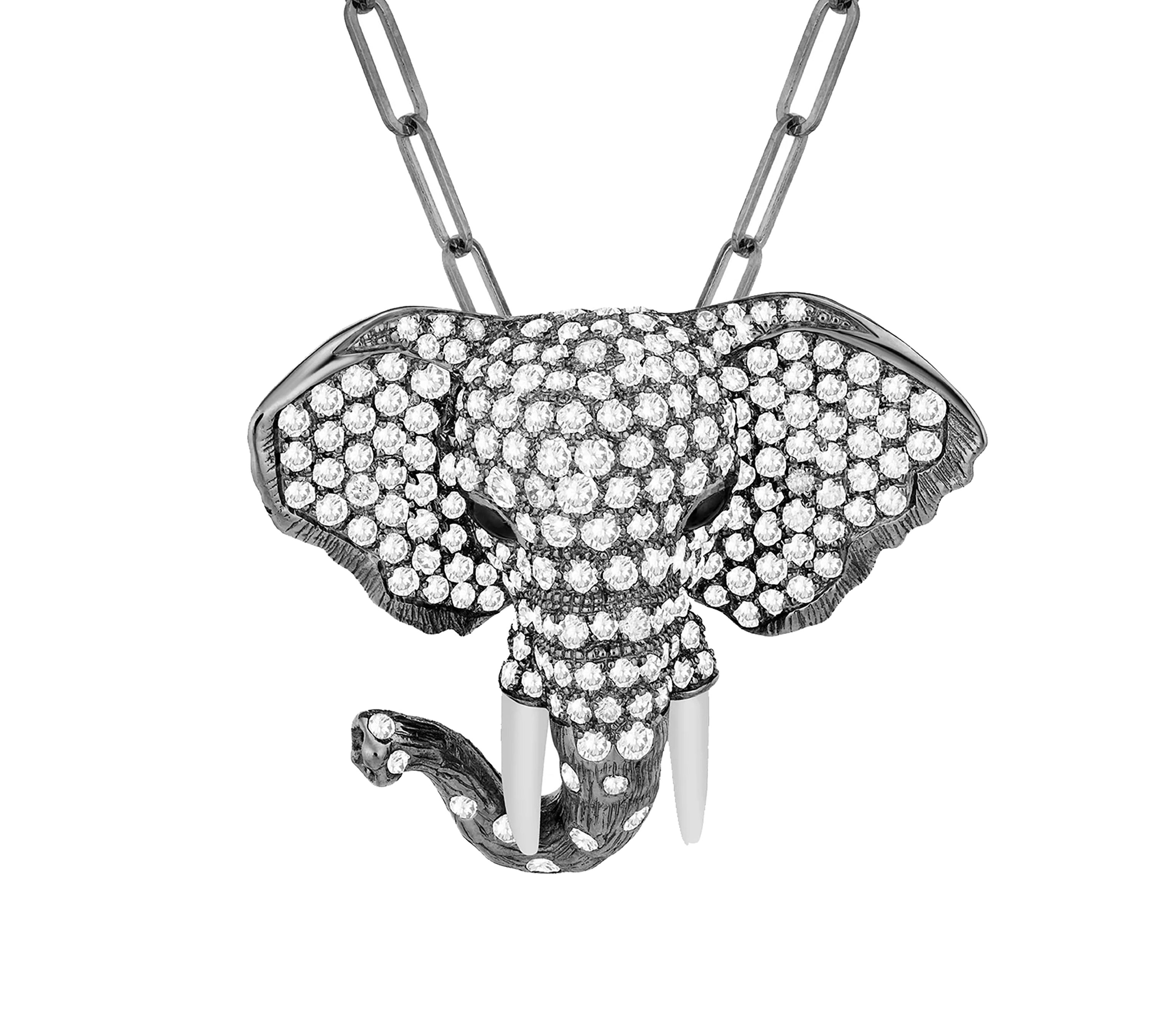 Elephant Pendant - Brooch Pendant Necklace Goshwara