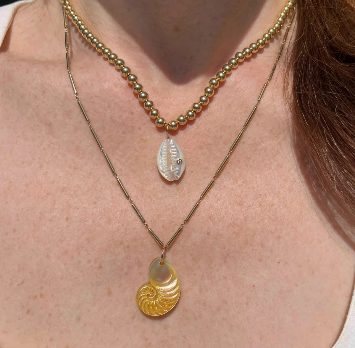 Golden Nautilus Charm Pendant Maura Green