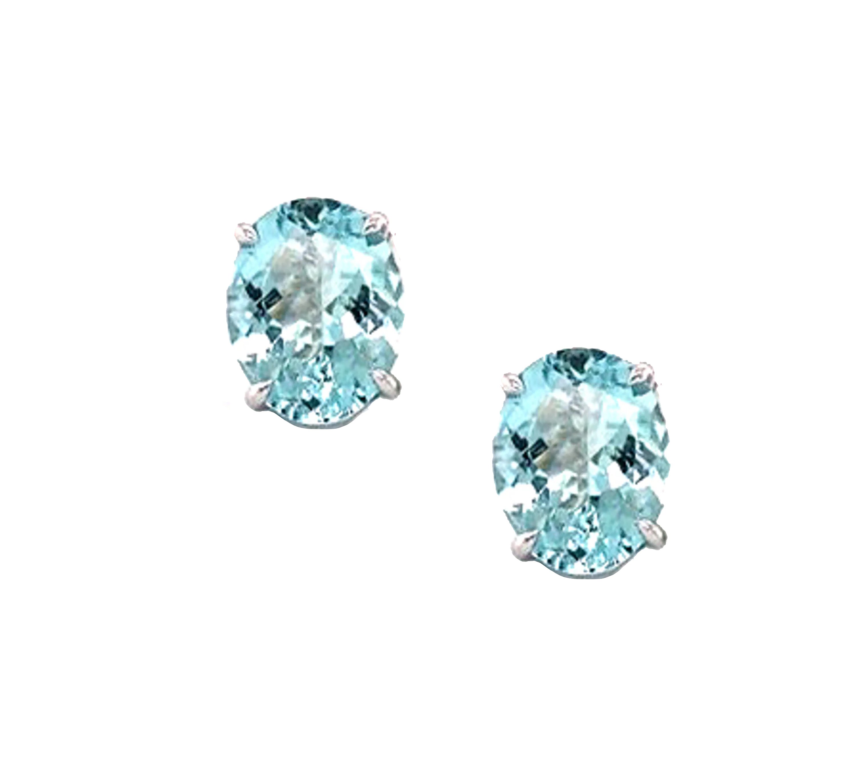 Oval Aquamarine Stud Earrings Stud Earrings Roseark Deux