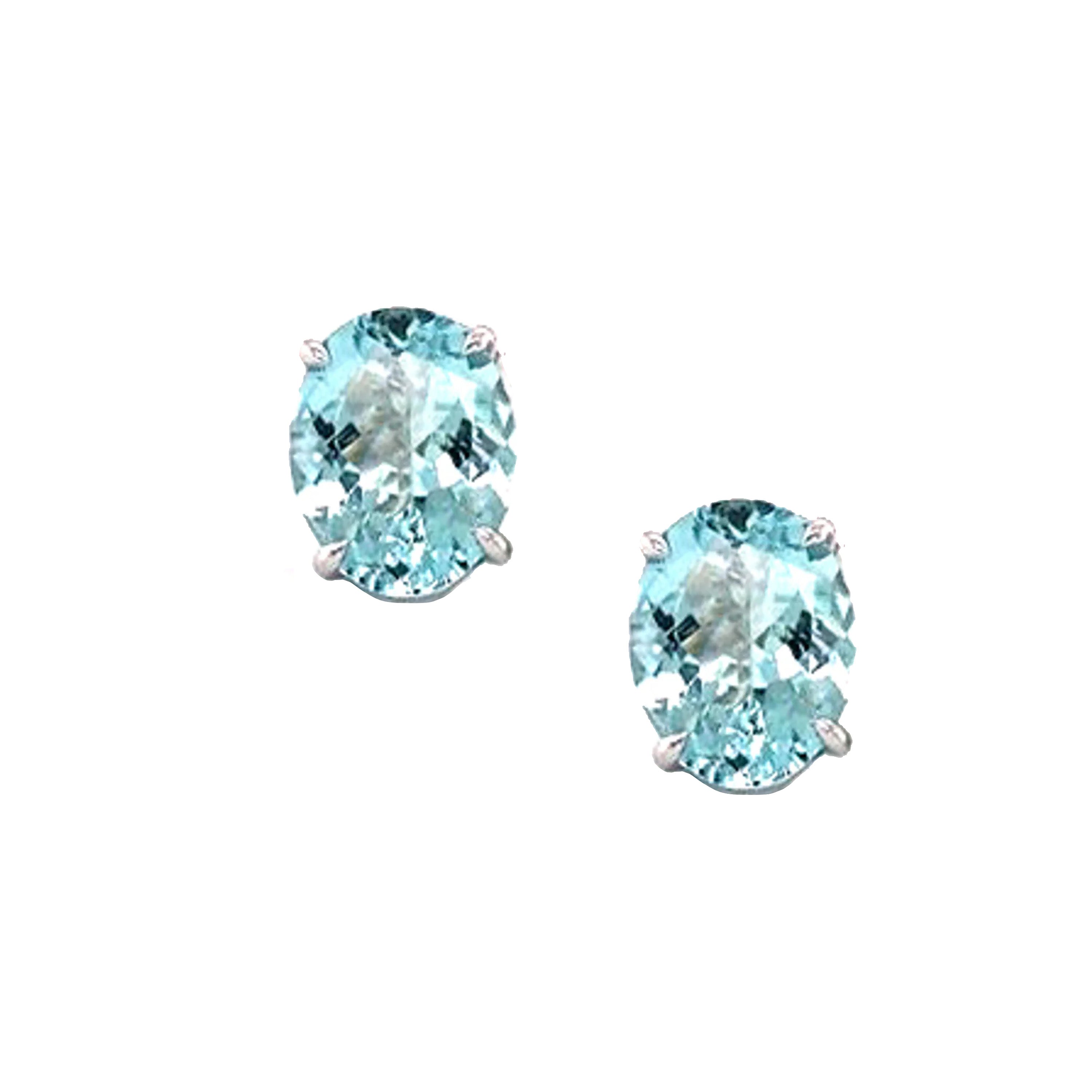 Oval Aquamarine Stud Earrings Stud Earrings Roseark Deux