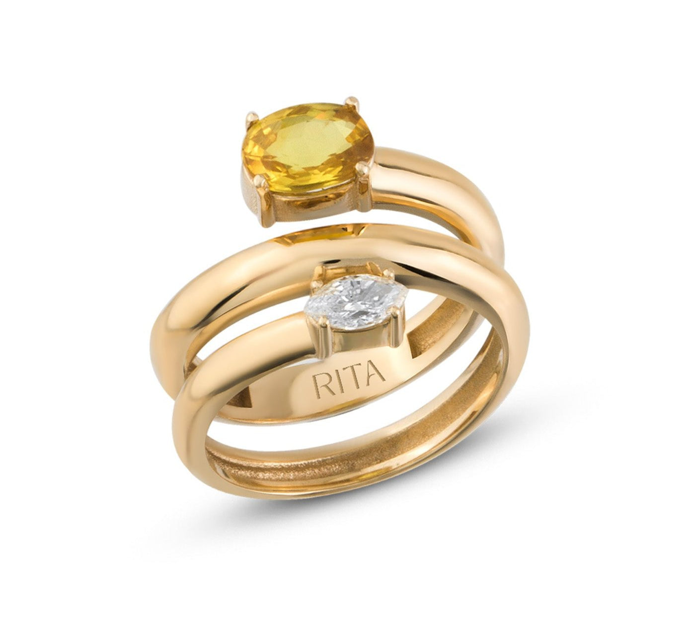 Duo Stoned Twist Ring Ring RITA Fine Jewelry