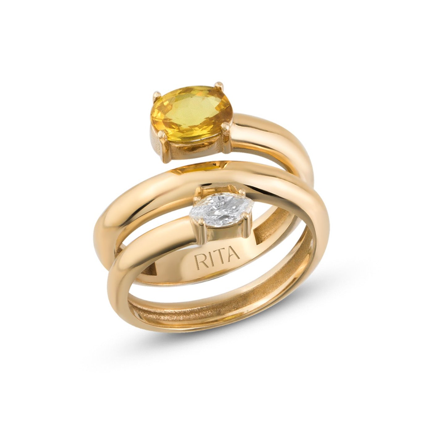 Duo Stoned Twist Ring Ring RITA Fine Jewelry