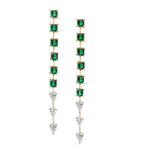 Emerald Diamond Line Drop Earrings Drop Earrings Ritique