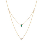 Emerald Diamond Duo Chain Pendant Necklace Necklace Ritique   