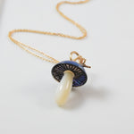 Blue Pearl Mushroom Charm with Butterfly Charm Maura Green   