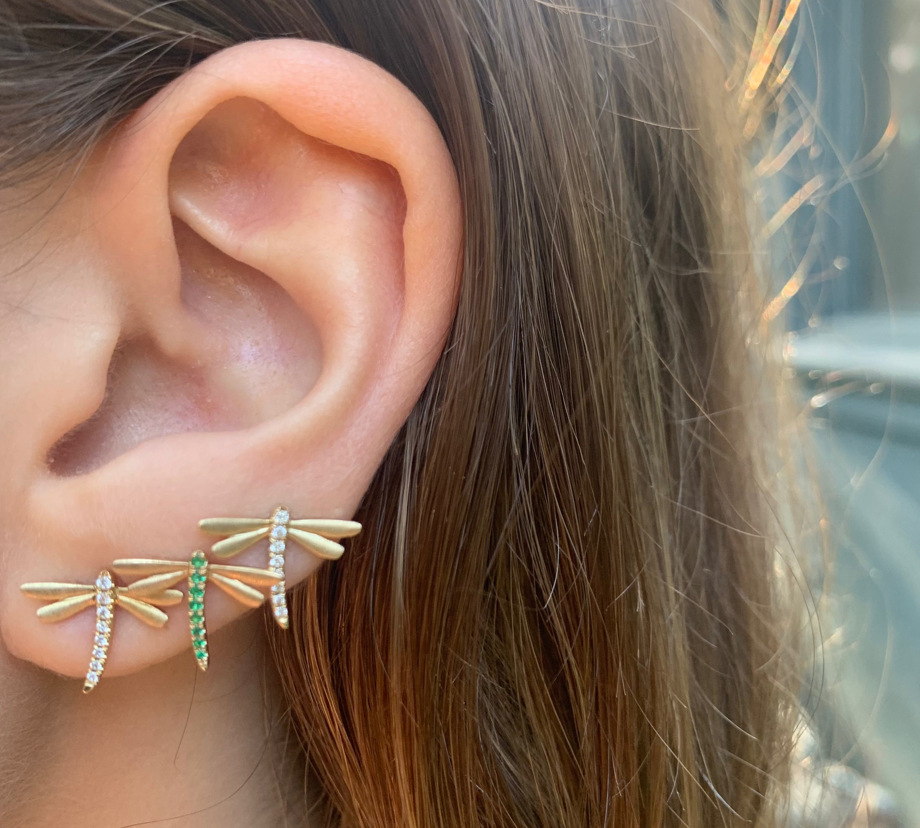 Dragonfly Stud with Diamonds Stud Earrings Roseark Deux