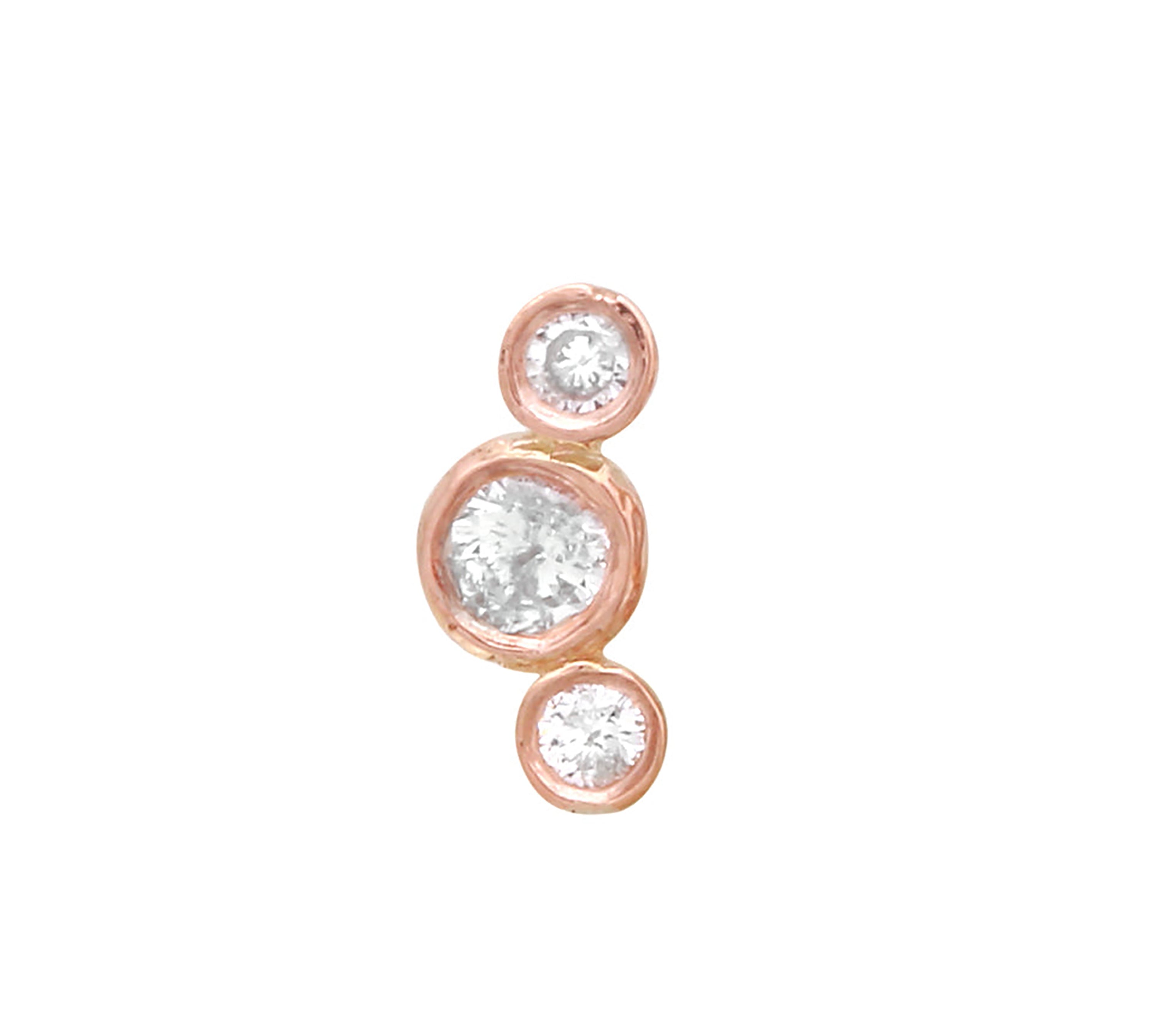 Curved Triple Bezel Diamond Stud Stud Earrings Jaine K Designs Single Rose Gold