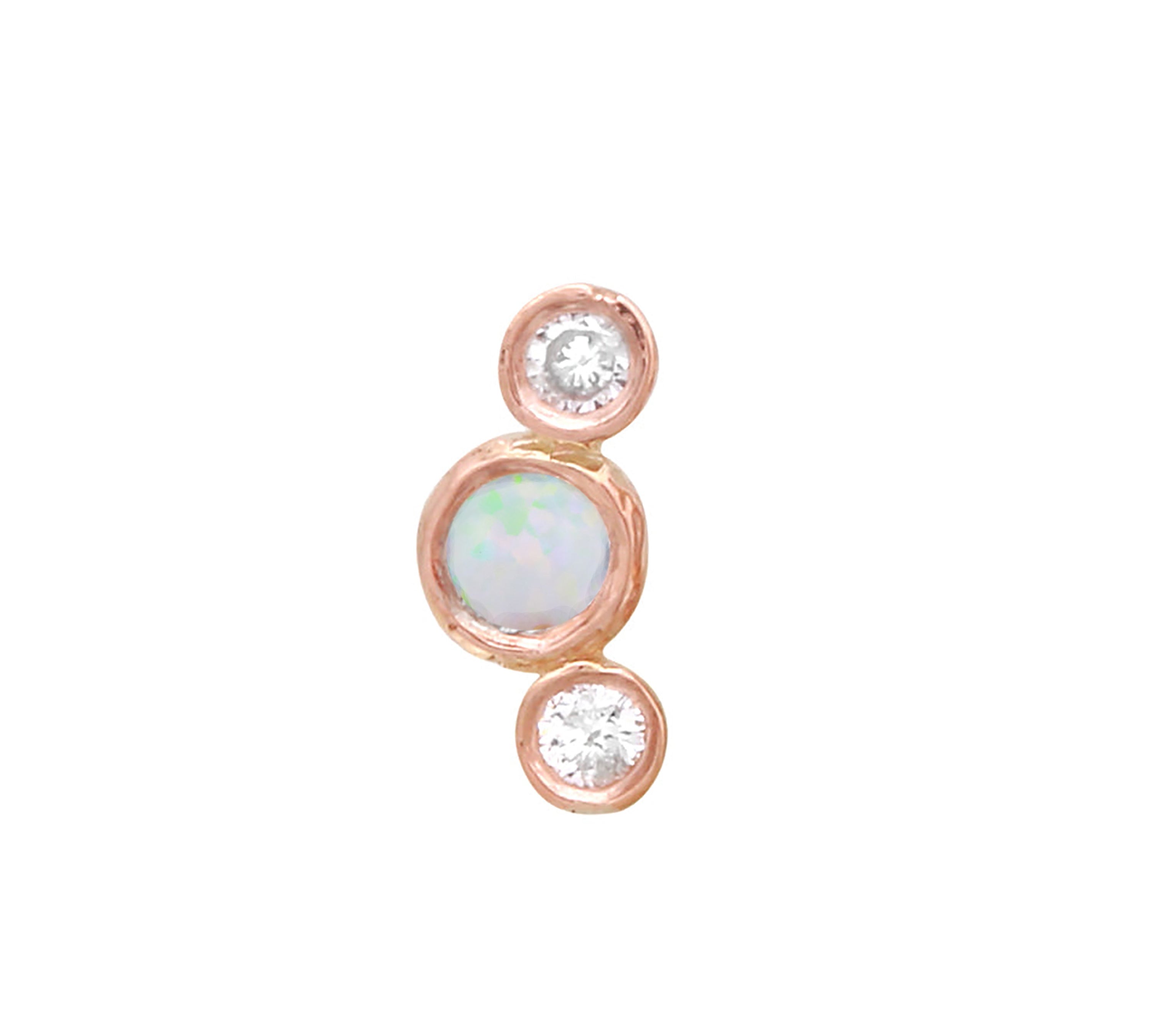 Curved Triple Bezel Opal Diamond Stud Stud Earrings Jaine K Designs