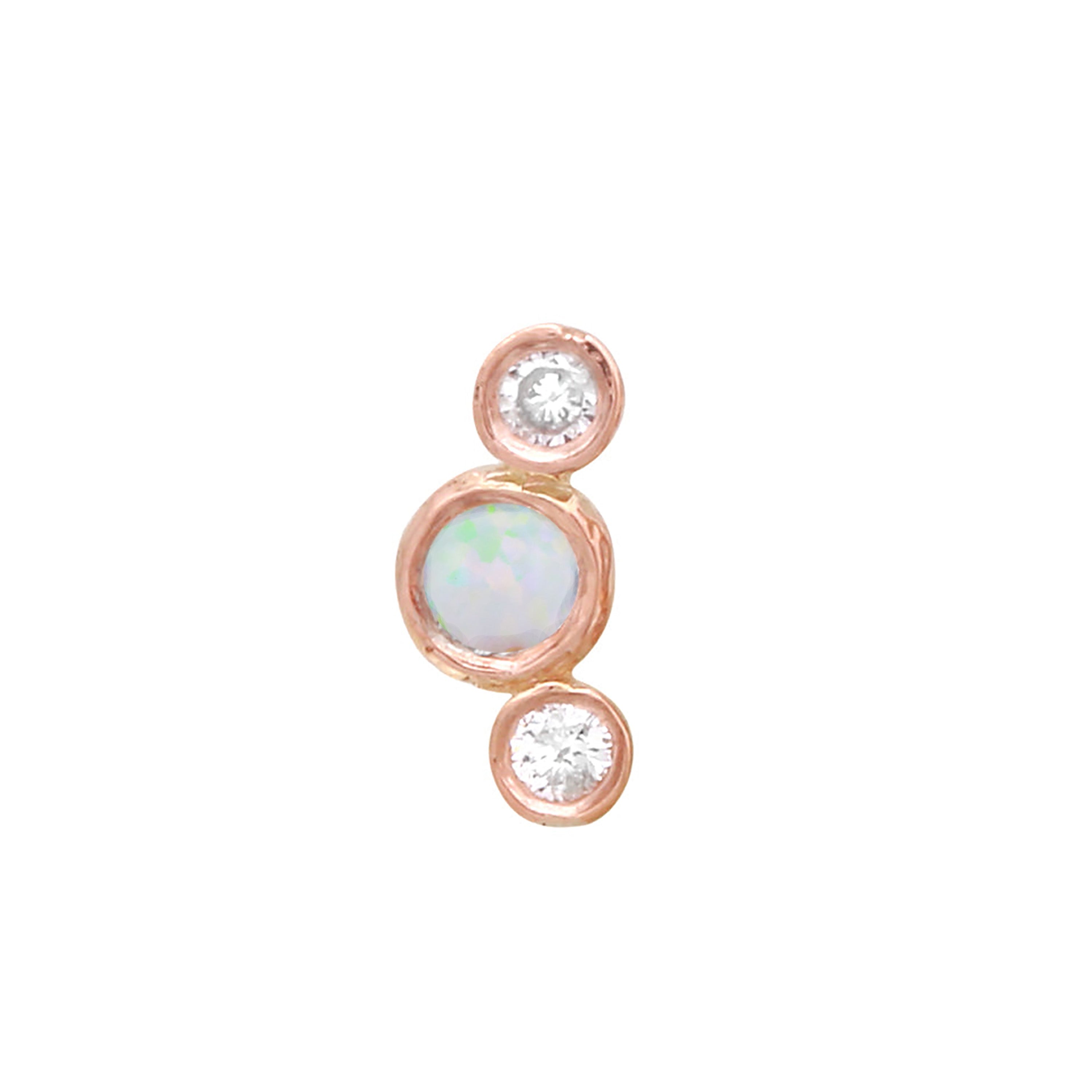 Curved Triple Bezel Opal Diamond Stud Stud Earrings Jaine K Designs