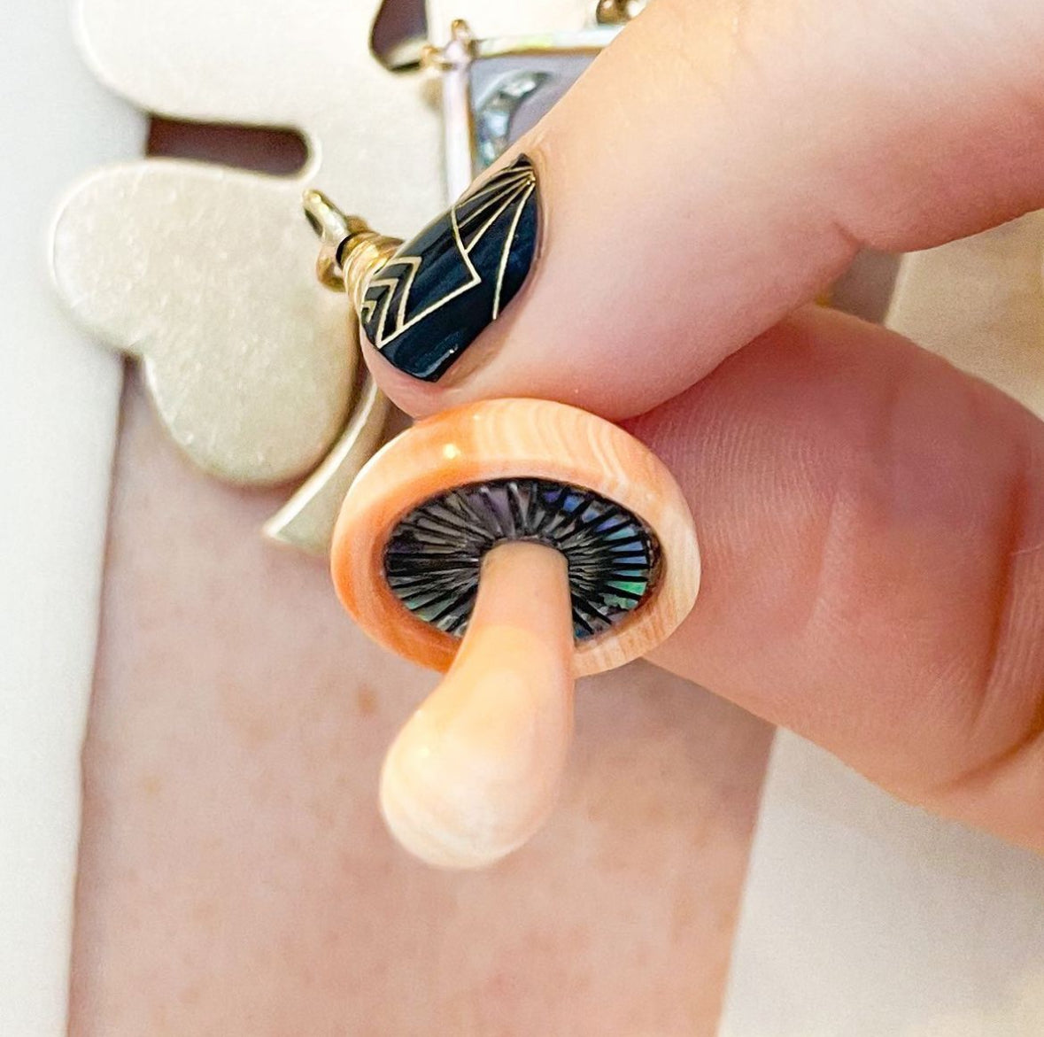 Apricot Shell Magic Mushroom Charm Charm Maura Green   