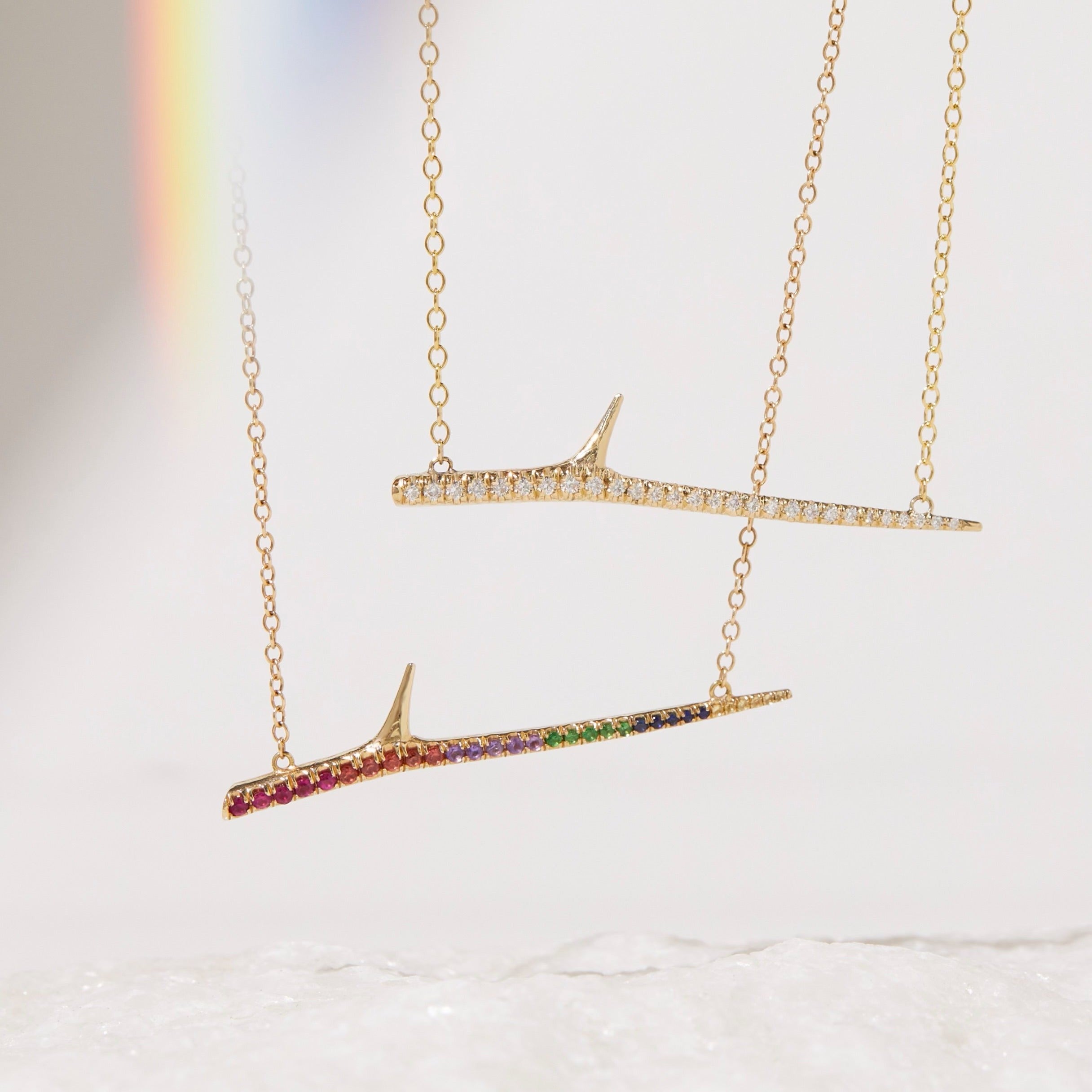 Horizontal Diamond Thorn Necklace Pendant Necklace Elisabeth Bell Jewelry