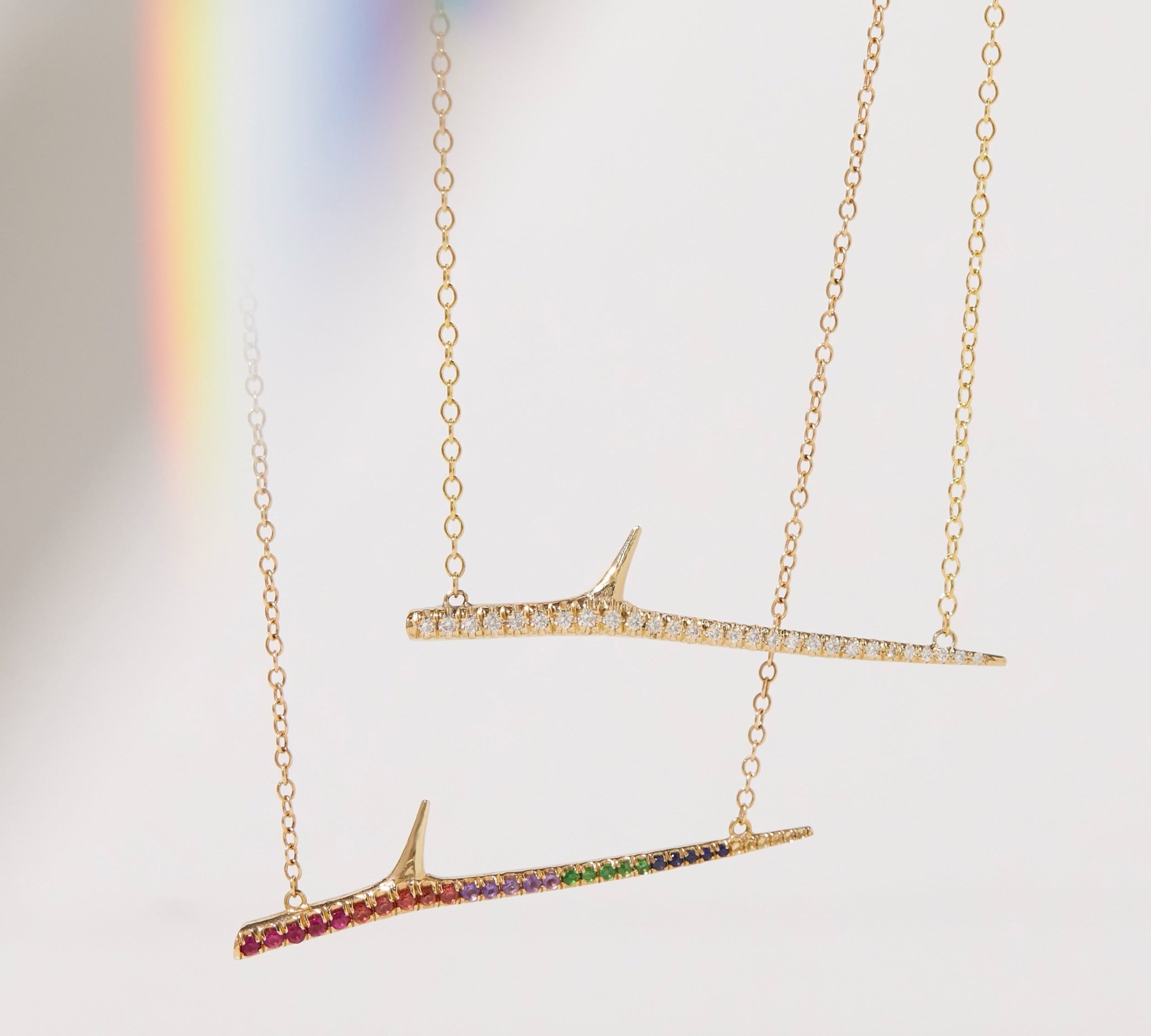 Rainbow Horizontal Thorn Necklace Pendant Necklace Elisabeth Bell Jewelry