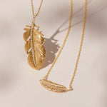Small Feather Necklace with Diamonds Pendant Necklace Elisabeth Bell Jewelry