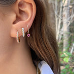 Diamond Dangling-Heart Huggie Huggie Earrings Roseark Deux