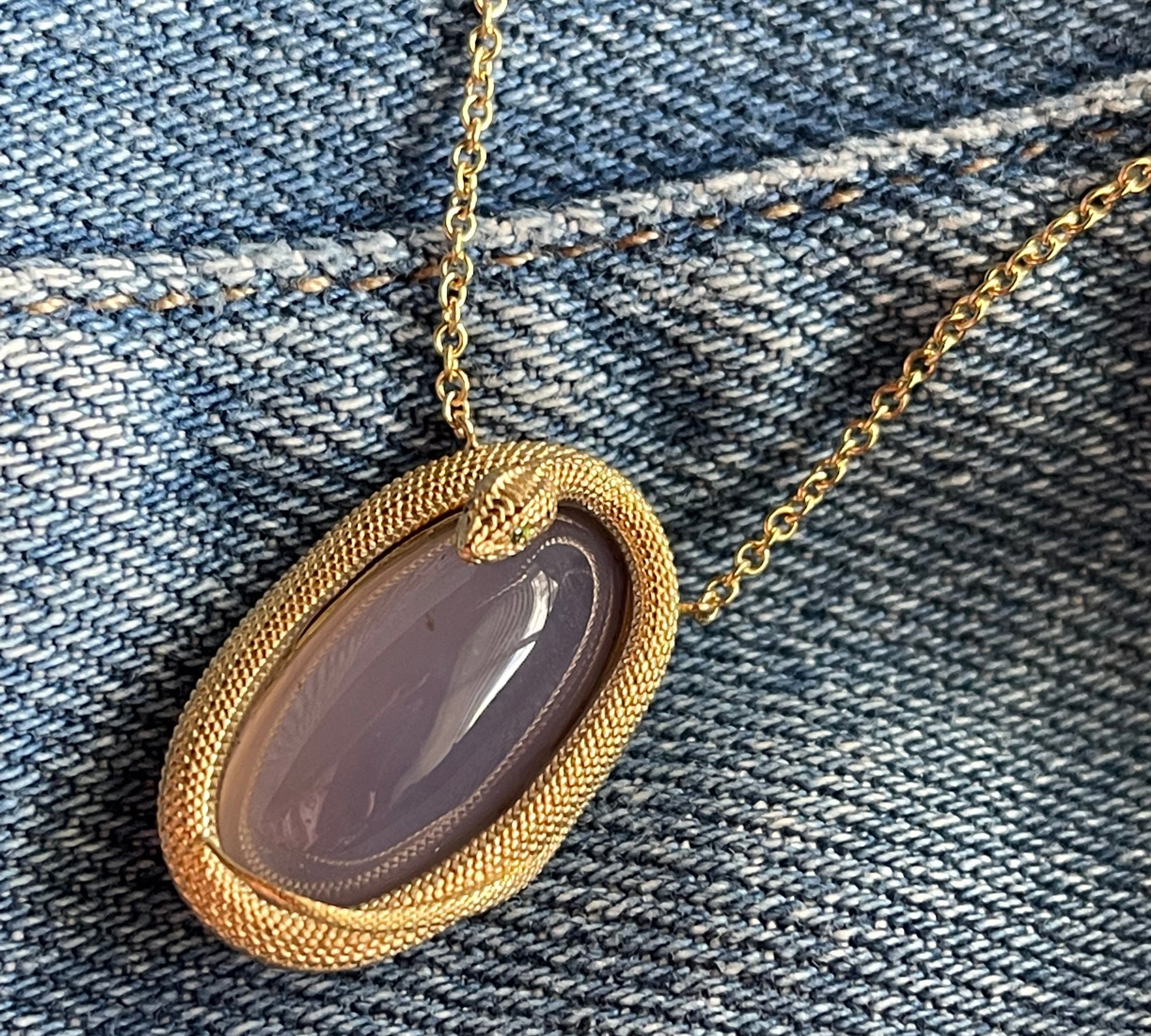Chalcedony Snake Necklace Pendant Necklace Perez Bitan