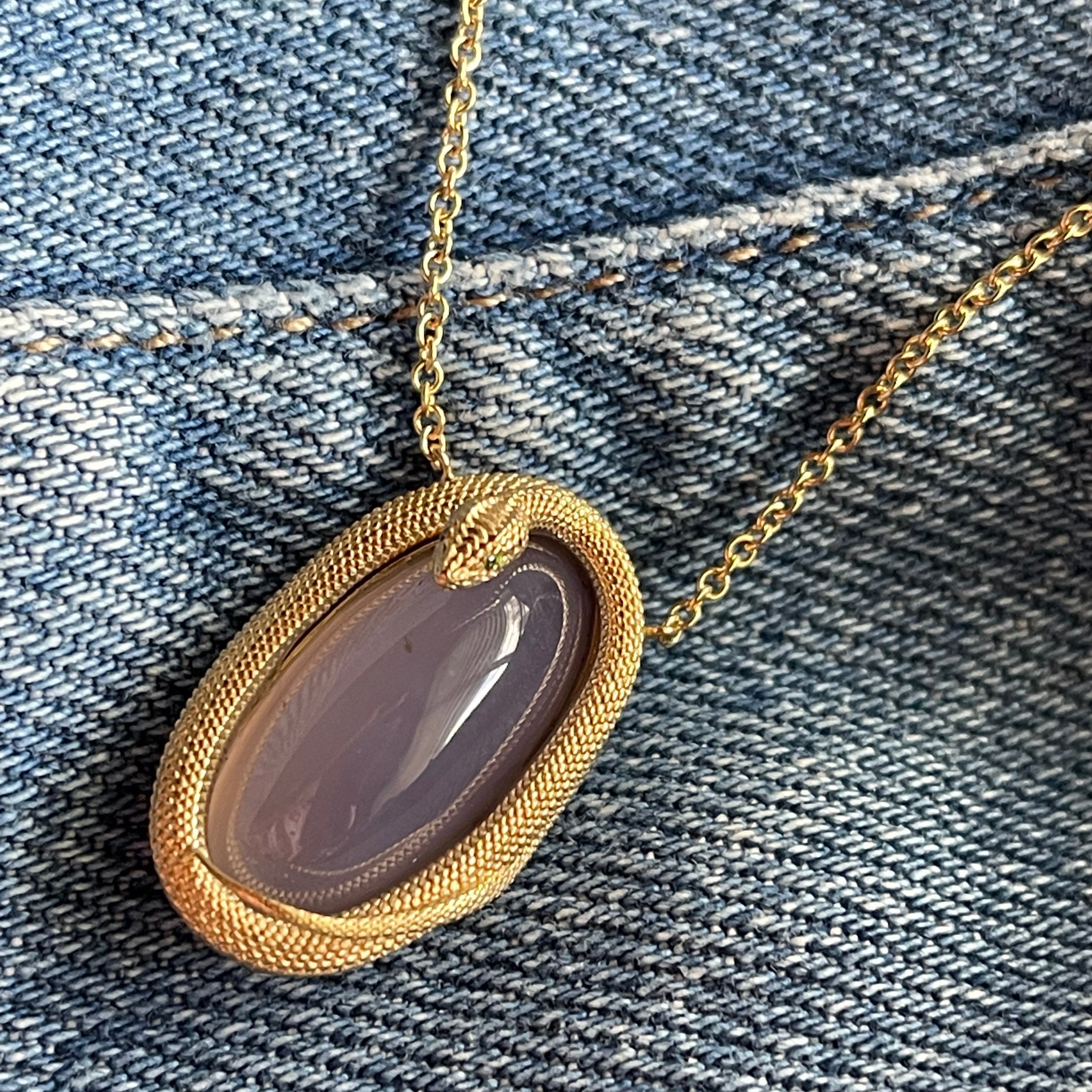 Chalcedony Snake Necklace Pendant Necklace Perez Bitan