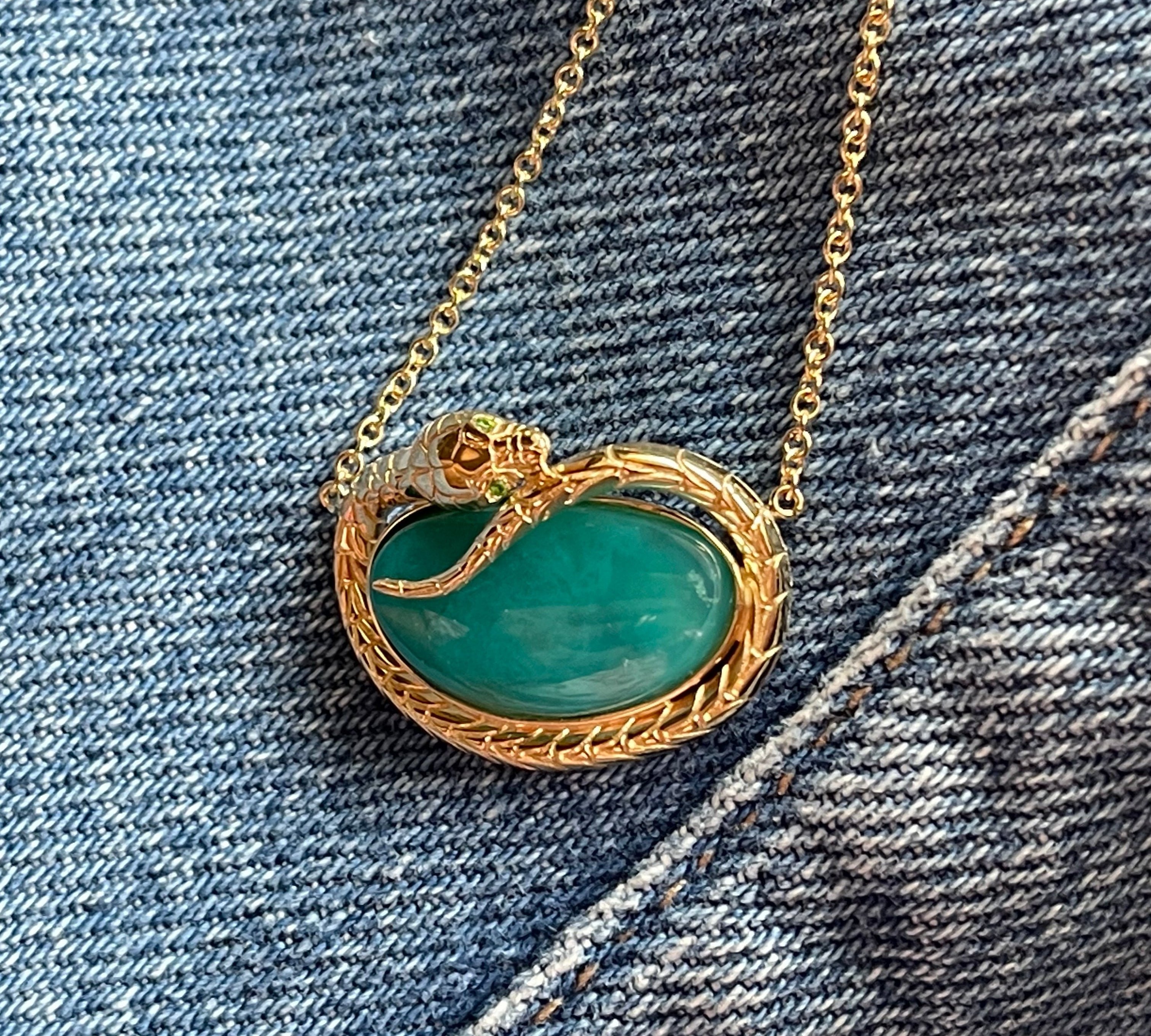 Gem Silica Snake Necklace Pendant Necklace Perez Bitan