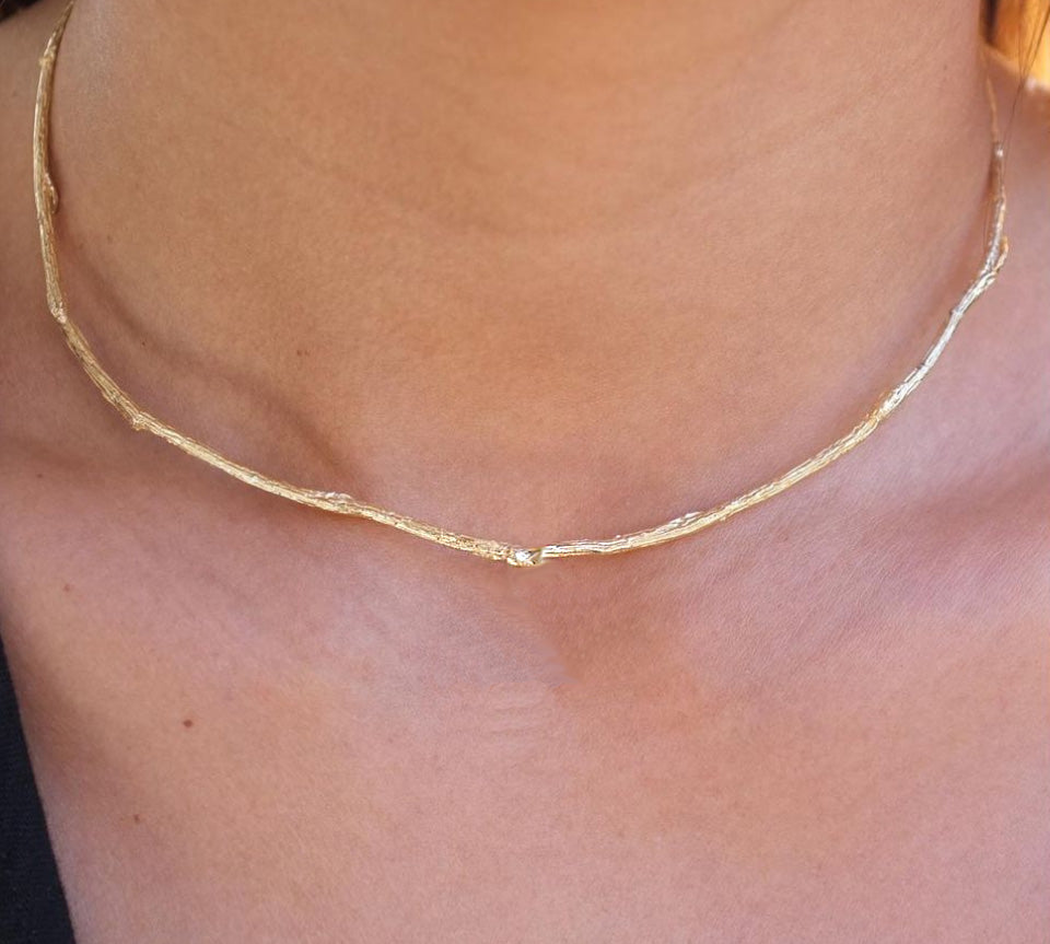 Gold Willow Collar Choker Necklace Elisabeth Bell Jewelry