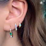 Opal Diamond Huggie Huggie Earrings Roseark Deux