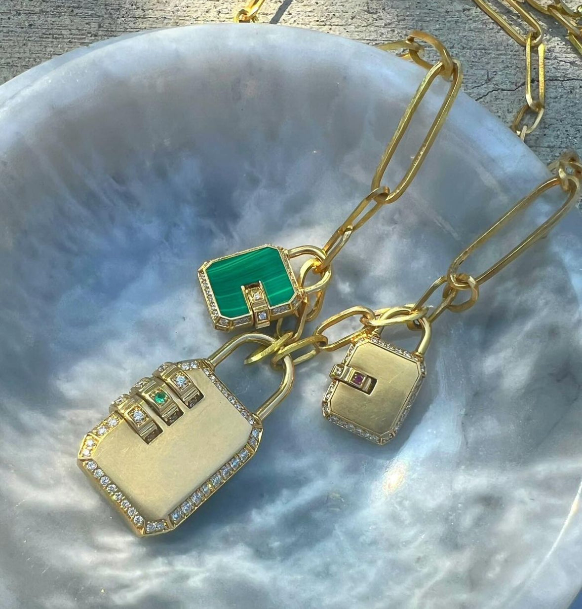 Malachite Mini Padlock Pendant Pendant James Banks Design