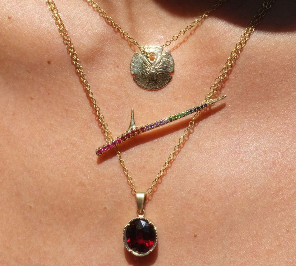 Rainbow Horizontal Thorn Necklace Pendant Necklace Elisabeth Bell Jewelry