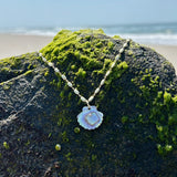 Luminescent Scallop Shell with Diamond Charm Maura Green