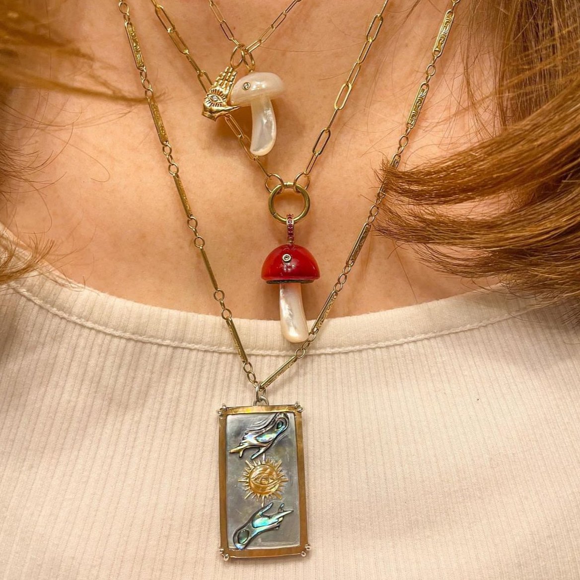 Magic Mushroom Charm with Pave Bail Charm Maura Green   