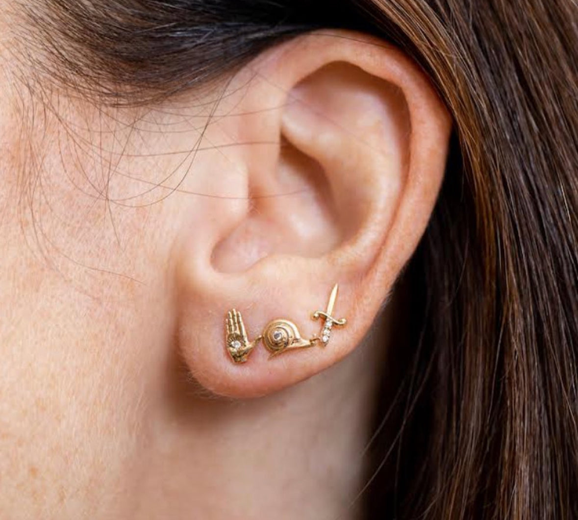 Snail Mini Studs Studs Maura Green Single