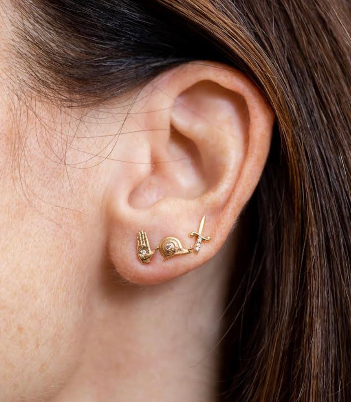 Snail Mini Studs Studs Maura Green Single